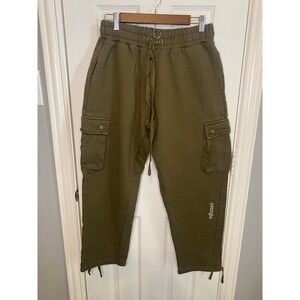 Young LA Mens Medium Cargo Sweatpants Olive Green Fleece Joggers 222 Immortal